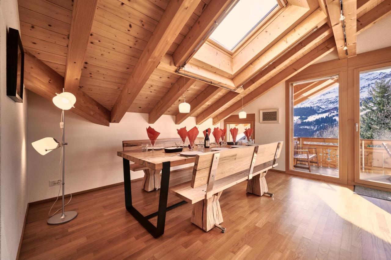 Chalet Bergfrieden Penthouse Apartment Wengen Bagian luar foto