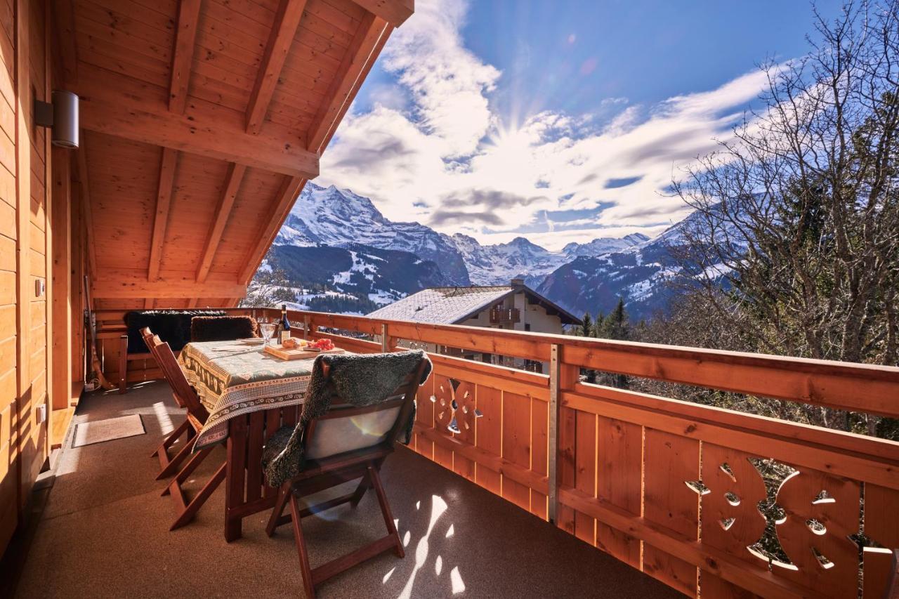 Chalet Bergfrieden Penthouse Apartment Wengen Bagian luar foto