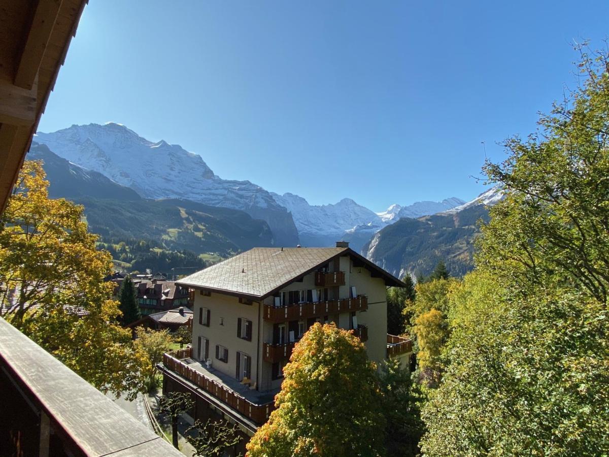 Chalet Bergfrieden Penthouse Apartment Wengen Bagian luar foto