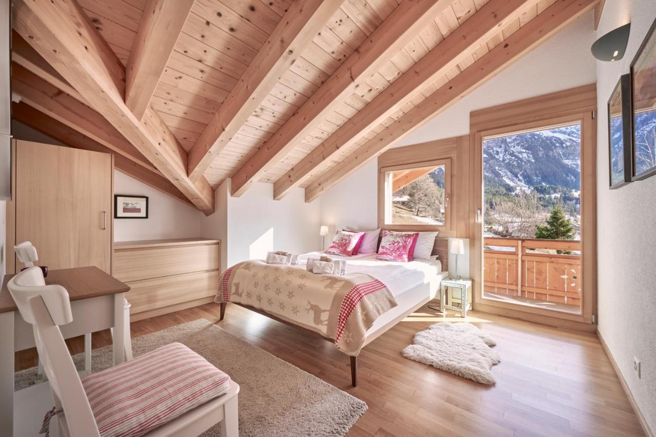 Chalet Bergfrieden Penthouse Apartment Wengen Bagian luar foto