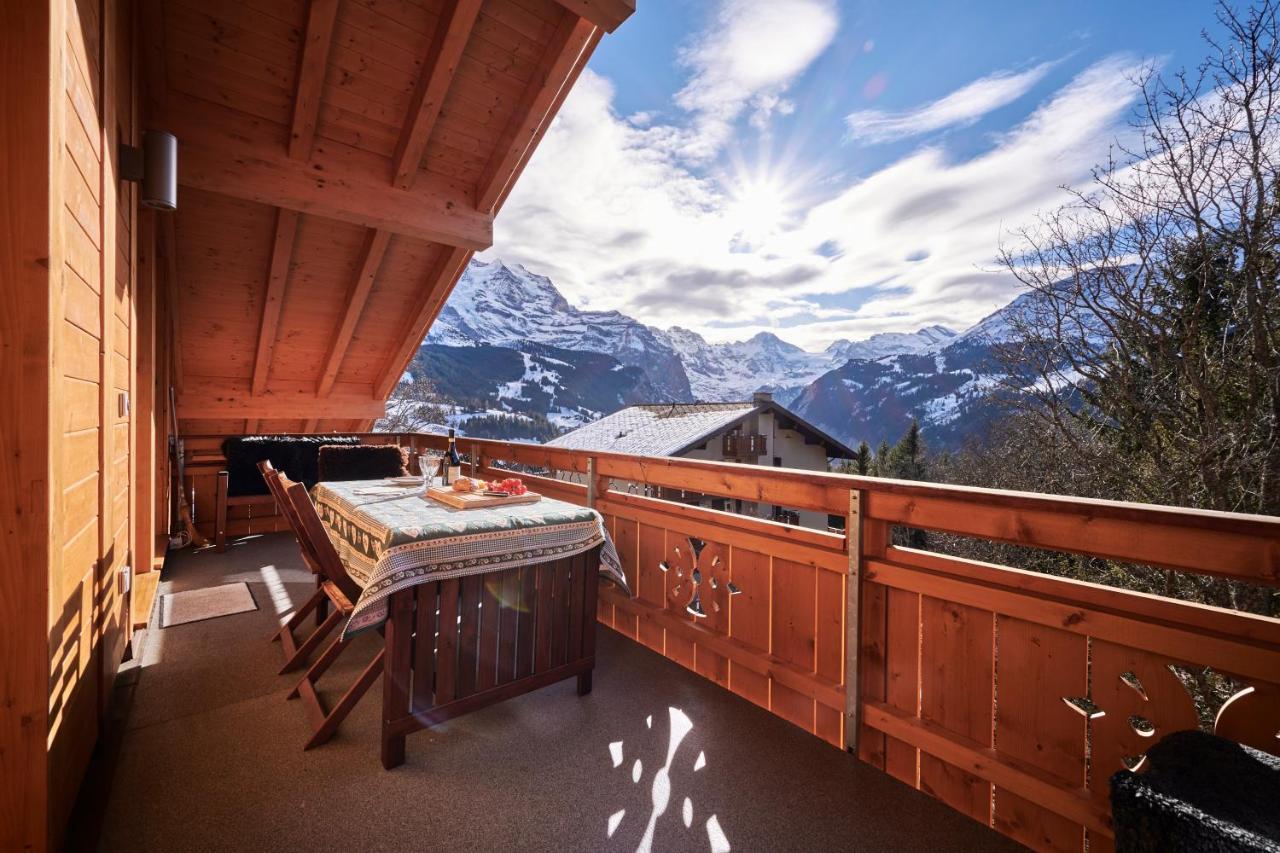 Chalet Bergfrieden Penthouse Apartment Wengen Bagian luar foto