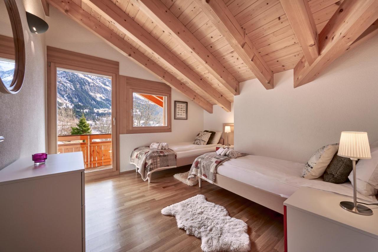 Chalet Bergfrieden Penthouse Apartment Wengen Bagian luar foto